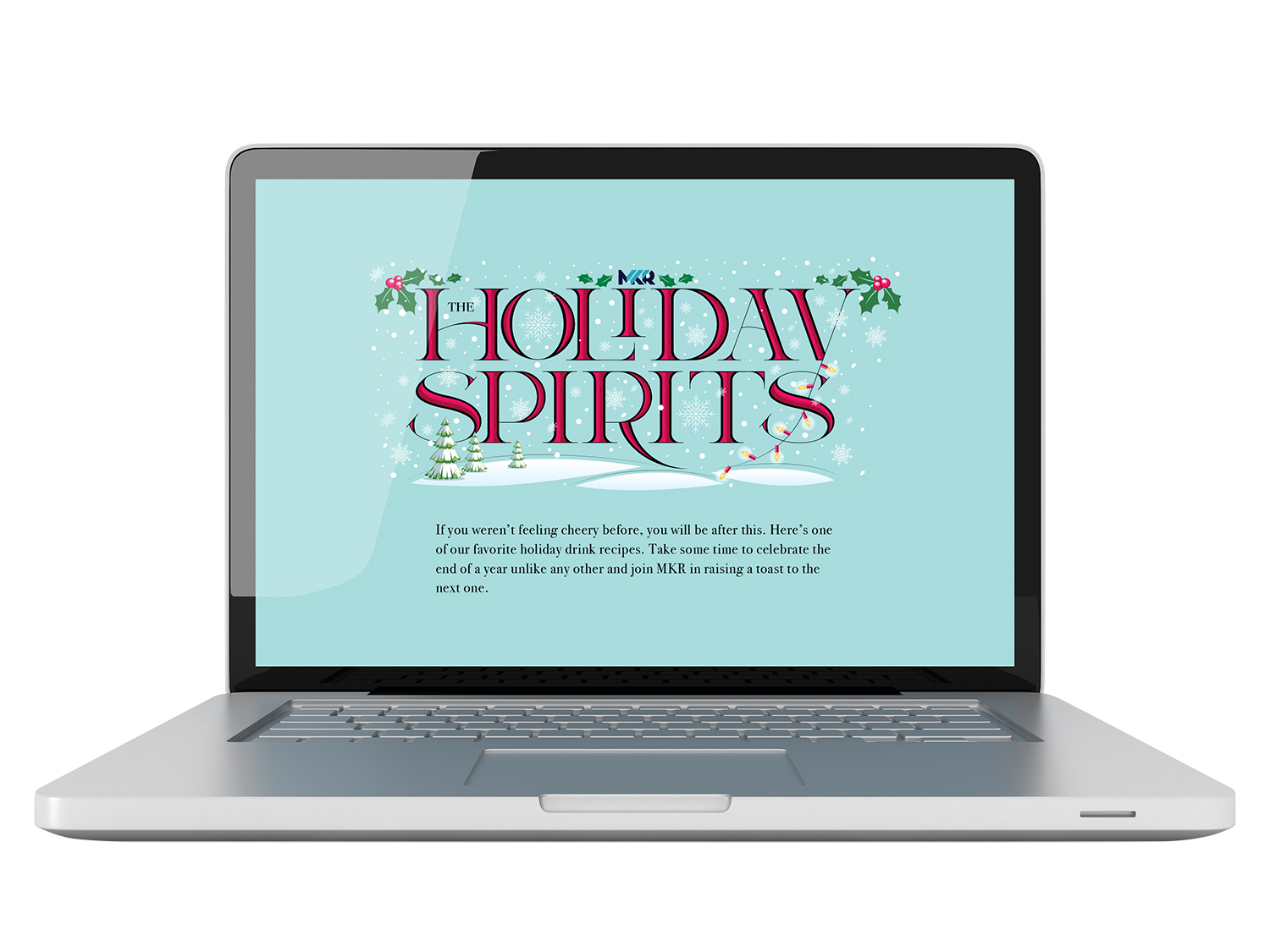 MKR - Holiday Spirits website on laptop
