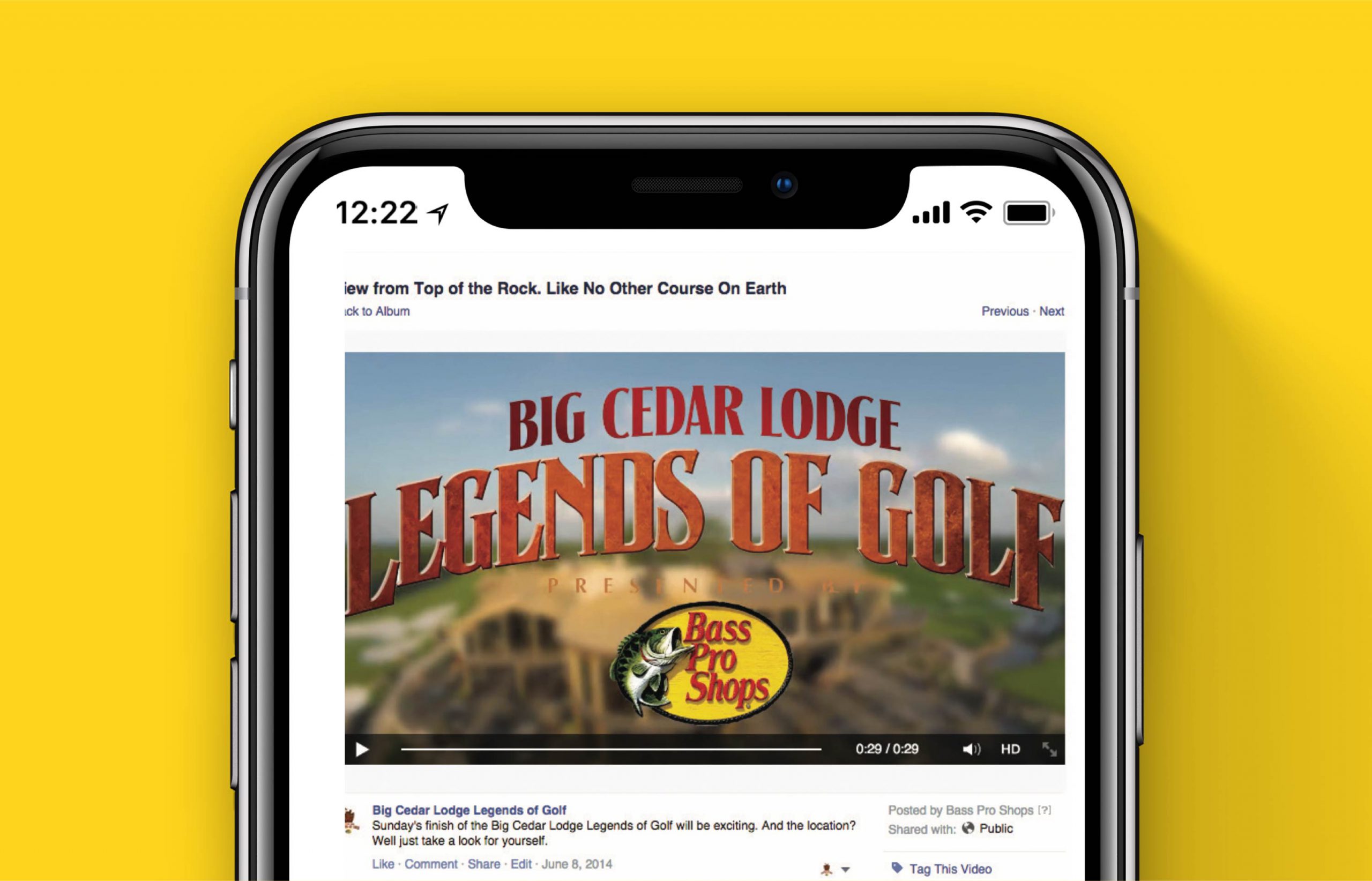 Bass Pro Shops - Facebook post on mobile phone