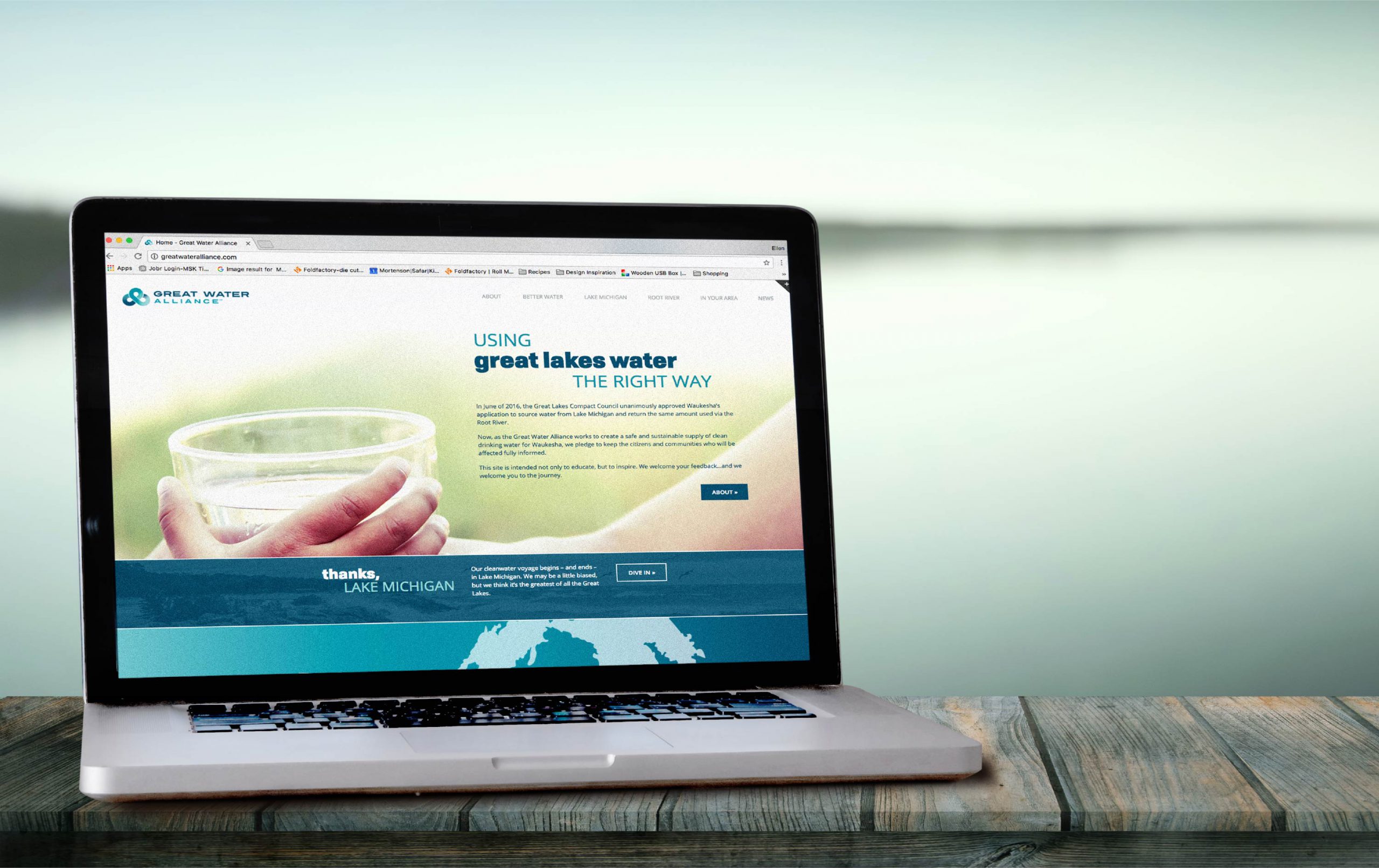 Great Water Alliance - website on laptop