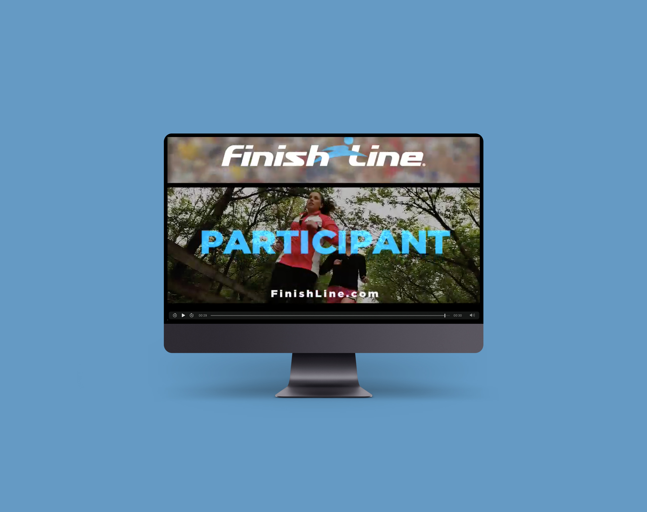 Finish Line - video on monitor