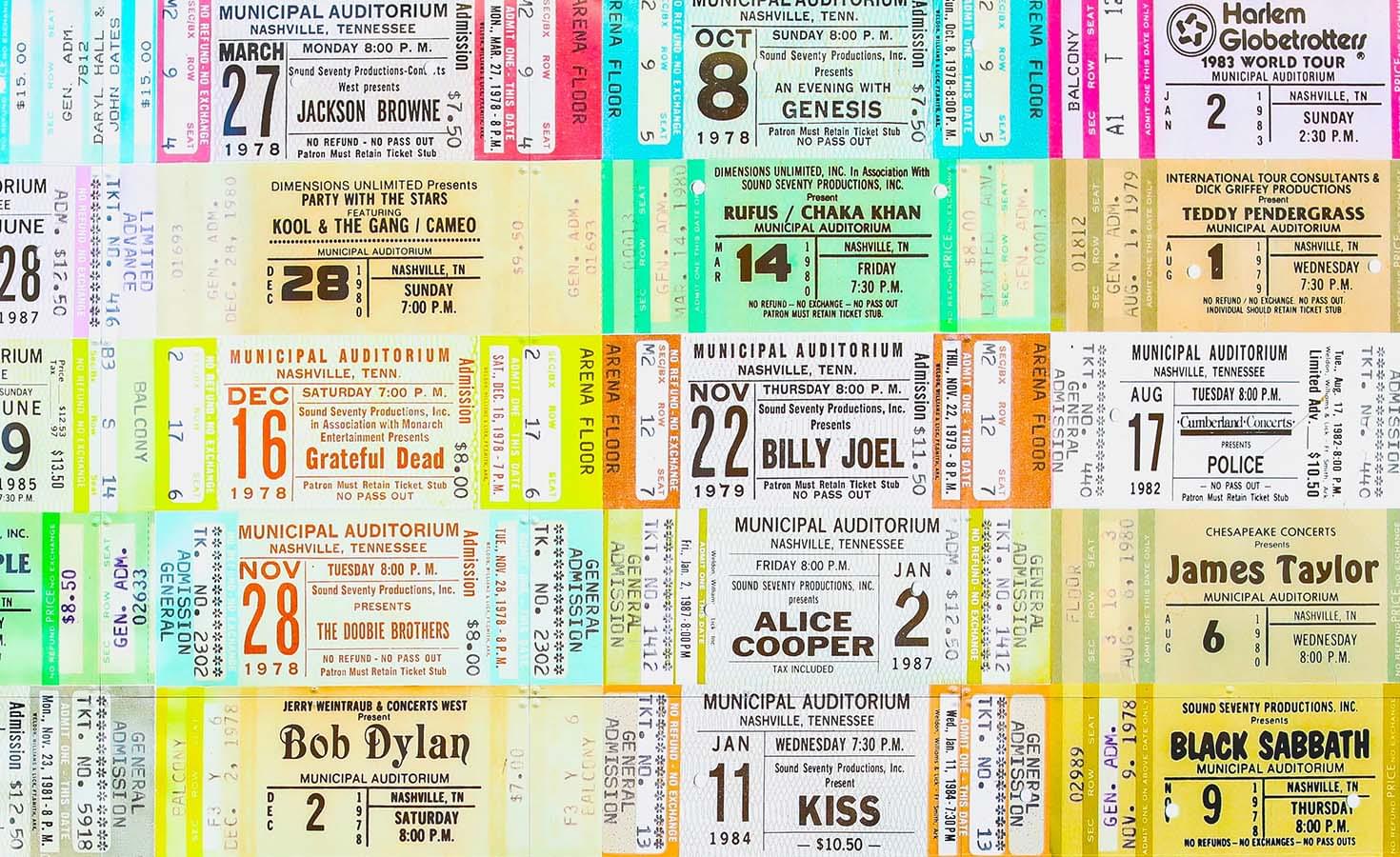 Collection of ticket stubs