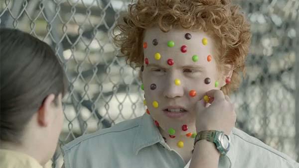 Boy with Skittles on his face - Skittles Ad