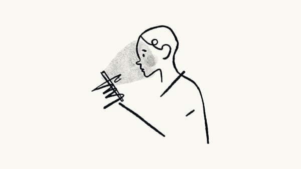 Drawing of a person looking at a mobile device