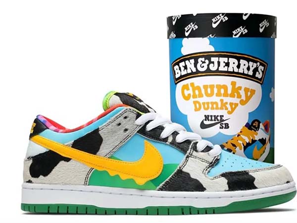 Ben & Jerry's branded Nike shoe in front of a pint of ice cream
